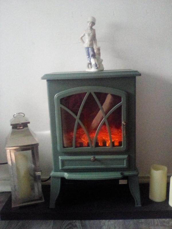 Forest Green Traditional Small Electric Stove Heater | Dunelm