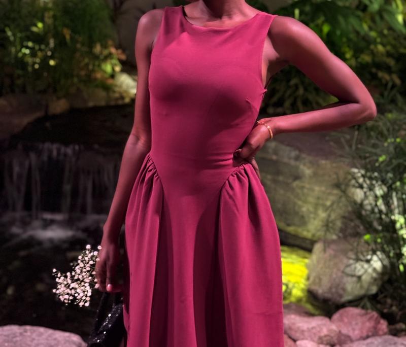 Iris Flared Ponte Maxi Dress Black | Dynamite