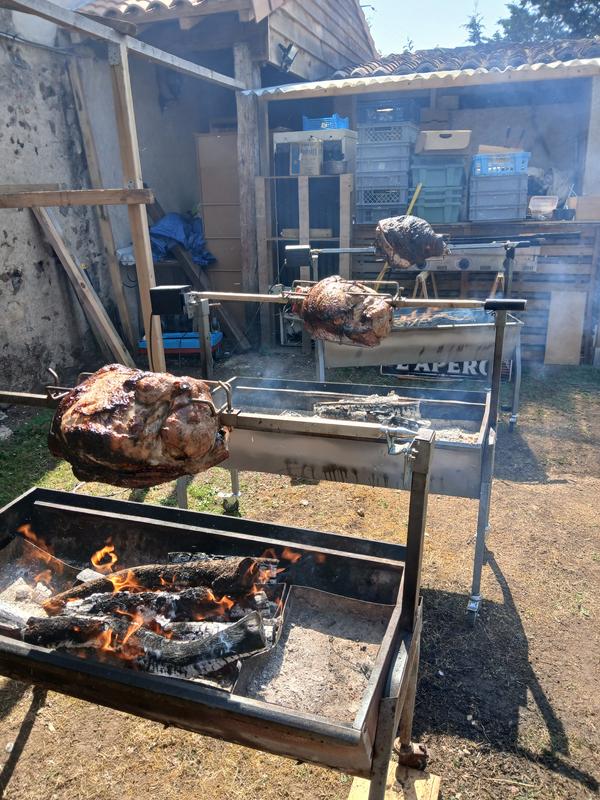 Tournebroche de barbecue électrique chrome inox rôtissoire sans fumée