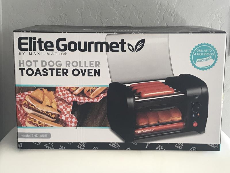 Elite Cuisine Black Hot Dog Roller and Toaster Oven 8892449 HSN