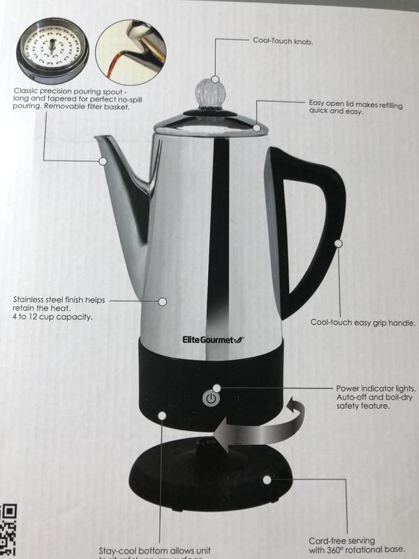 Elite Gourmet Stainless Steel 12 Cup Percolator EC812 | HSN