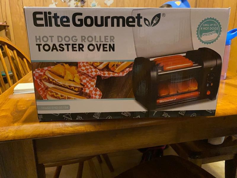 Elite Cuisine Black Hot Dog Roller and Toaster Oven 8892449 HSN