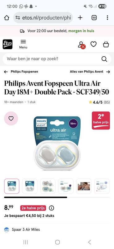 Philips Avent Ultra Soft-fopspenen, zachte en flexibele spenen voor baby's vanaf 18 maanden, BPA-vrij, met sterilisatiedoosje, set van 2 (model SCF093/01