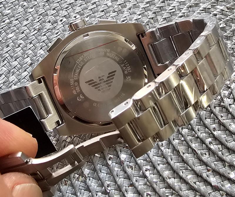 Emporio Men\'s Black Watch Dial Steel Chronograph Armani Stainless