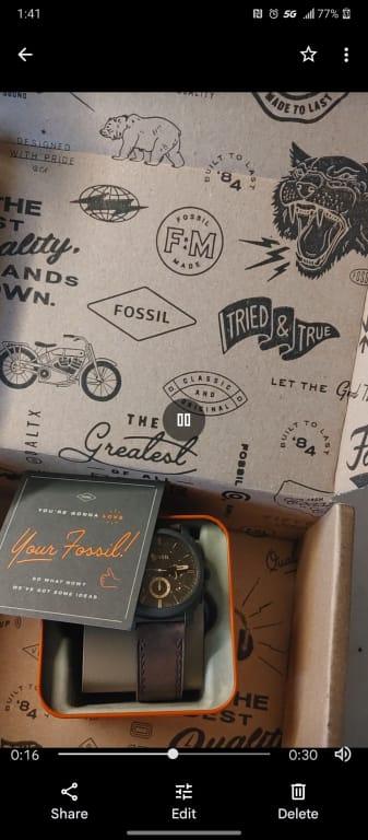 Machine Chronograph Dark Brown Leather Watch and Bracelet Box Set -  FS5251SET - Fossil
