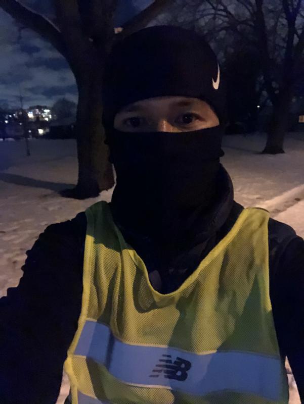 -1 C windchill during 6km run