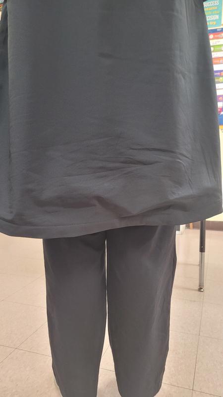 The crumpled hem in question