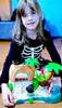 Enjoying playing with the moving water