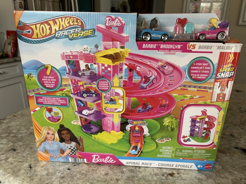 Hot Wheels RacerVerse Barbie Spiral Race Track Set MYER