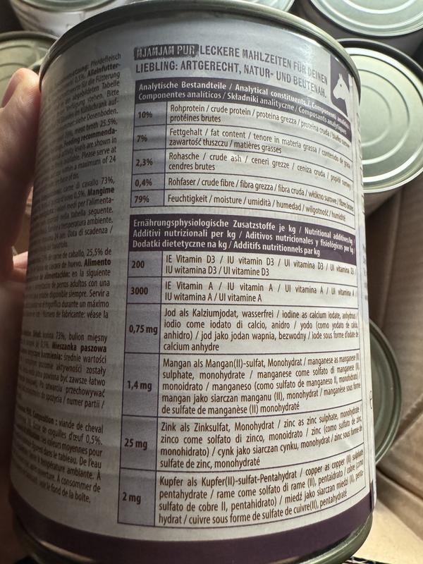 MjAMjAM - premium natvoer voor katten - puur vleesgenot - heerlijk puur paard, pak van 6 (6 x 800 g), graanvrij met extra vlees