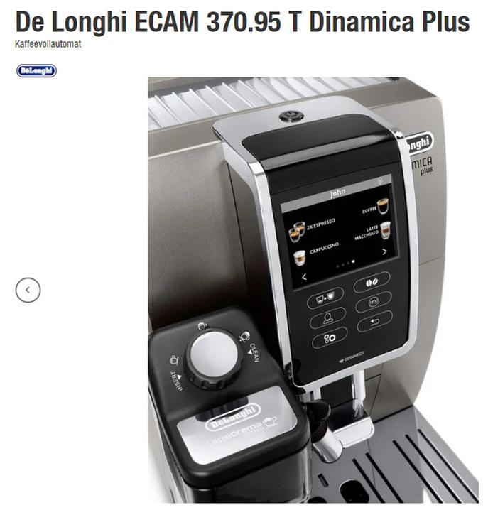 Soldes De'Longhi Dinamica Plus ECAM 370.95 2024 au meilleur prix sur