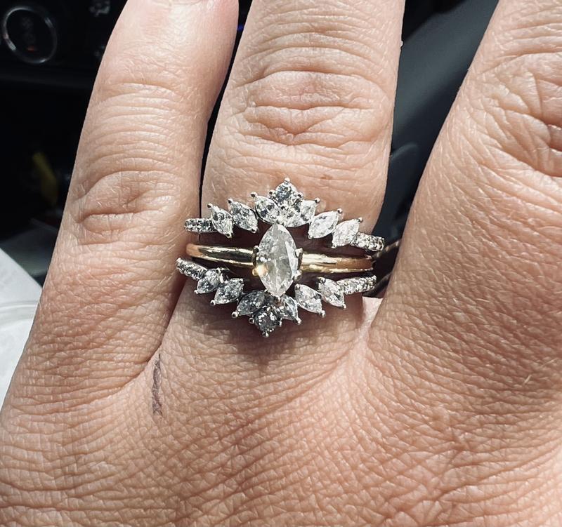 Diamond Solitaire Marquise Ring Wrap 14k Yellow Gold Diamond Ring