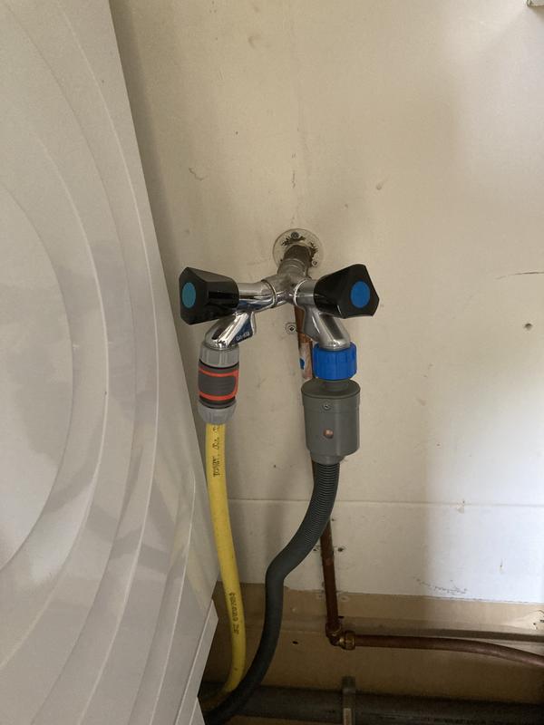 Roestvrijstalen wasmachinekraan waterstop snelopeningshoekklep G1/2 voor alle wasmachines, grijs