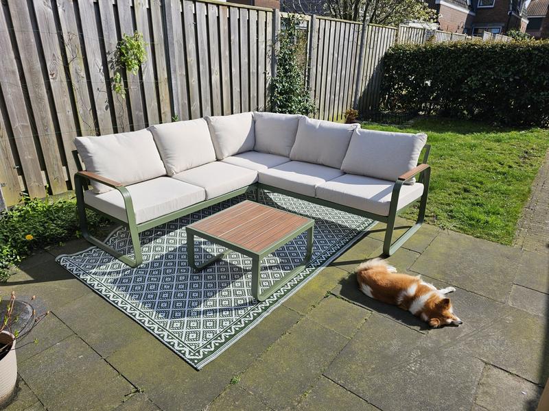 Tuinmeubilair van ijzer en touw, met zitkussens, verstelbare poten, 2