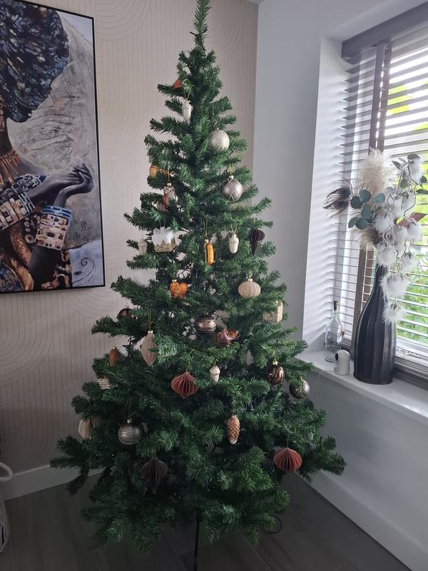 tectake Kunstkerstboom natuurgetrouw met metalen standaard wit, Wit