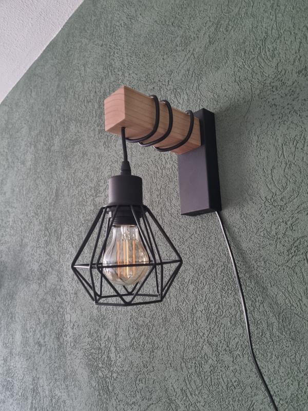 Actuator Schaap slogan EGLO wandlamp Townshend 5-E27 zwart/hout | Karwei