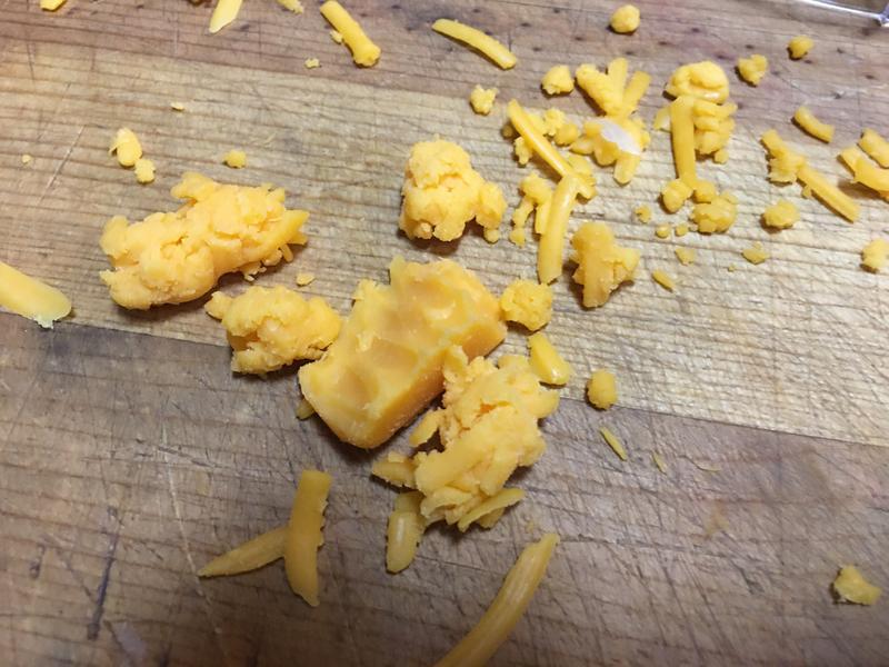 examples of clumps I had to pick out of the shredded cheese