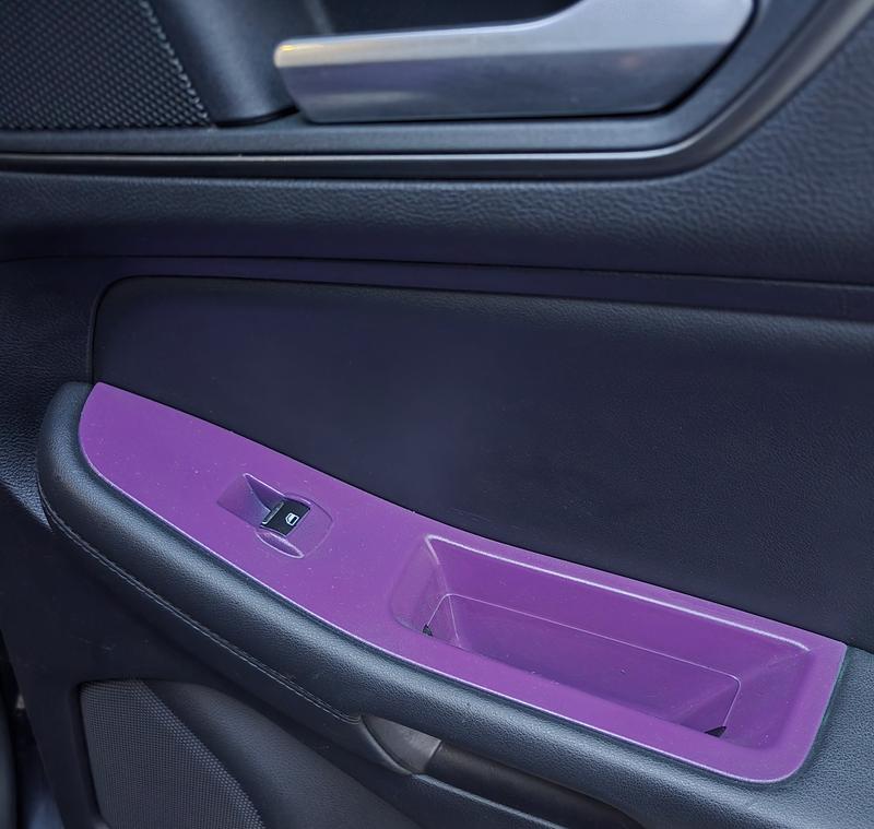 Rear passenger door window switch plate Krylon 5x Gloss Icy Grape