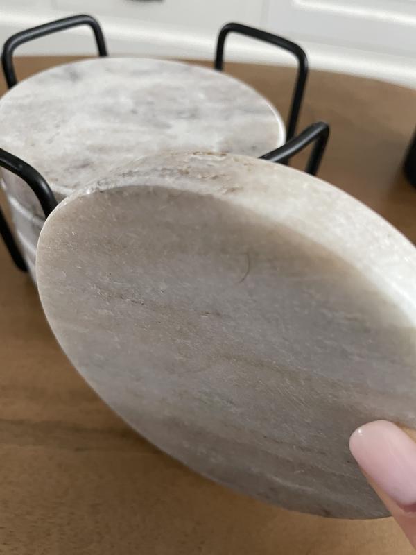 Marmeren onderzetters Callum in wit, 4 stuks