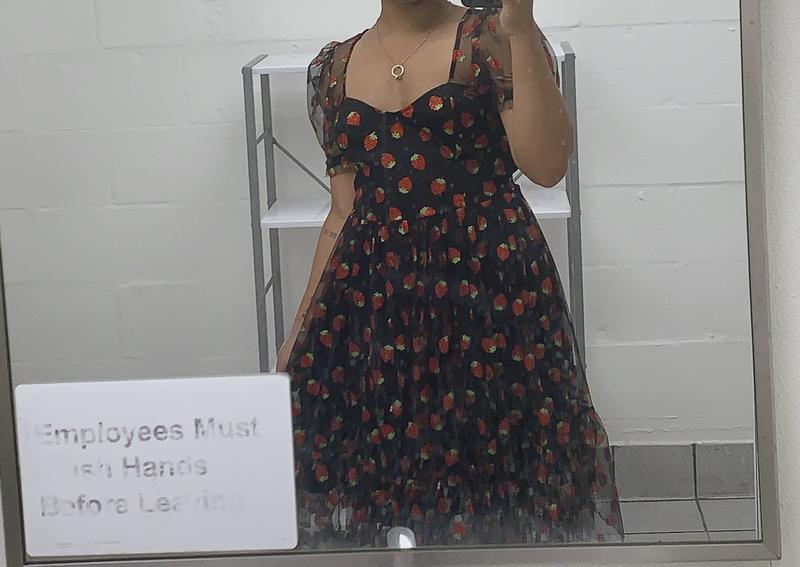 knee length dresses for ladies Strawberry Fields Halter Dress