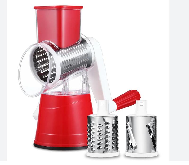 HOM Cheese Grater with 3 Interchangeable Blades, Manual
