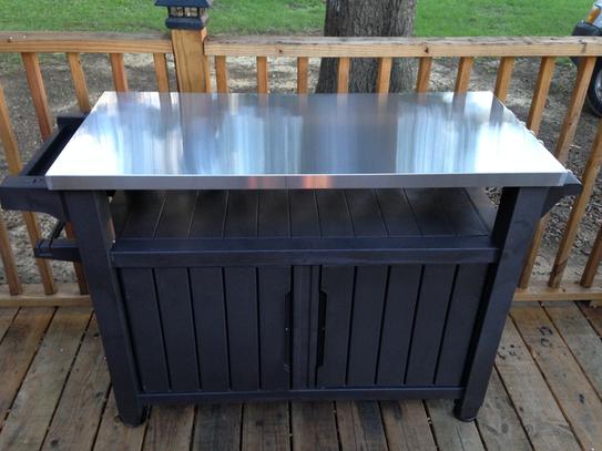 Keter Unity XL 78 Gal. Grill Serving Prep Station Cart with Patio ...