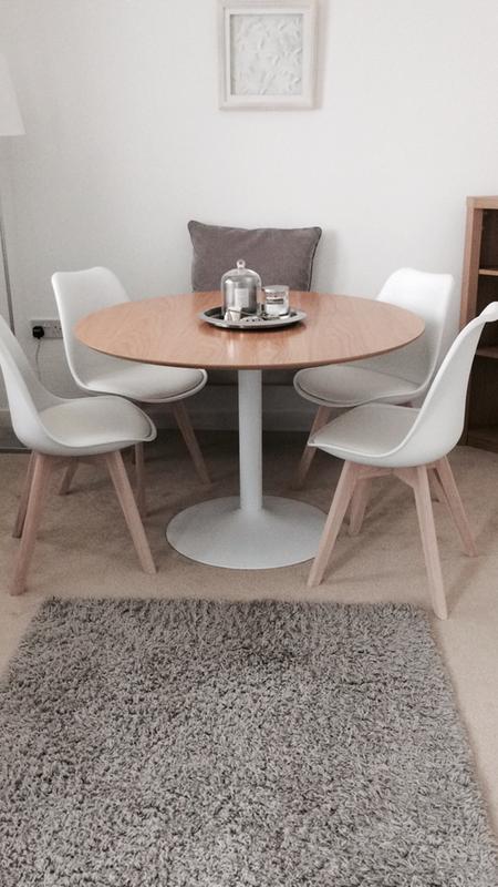 Jerry Grey Dining Chair With Walnut Stained Legs Buy Now At