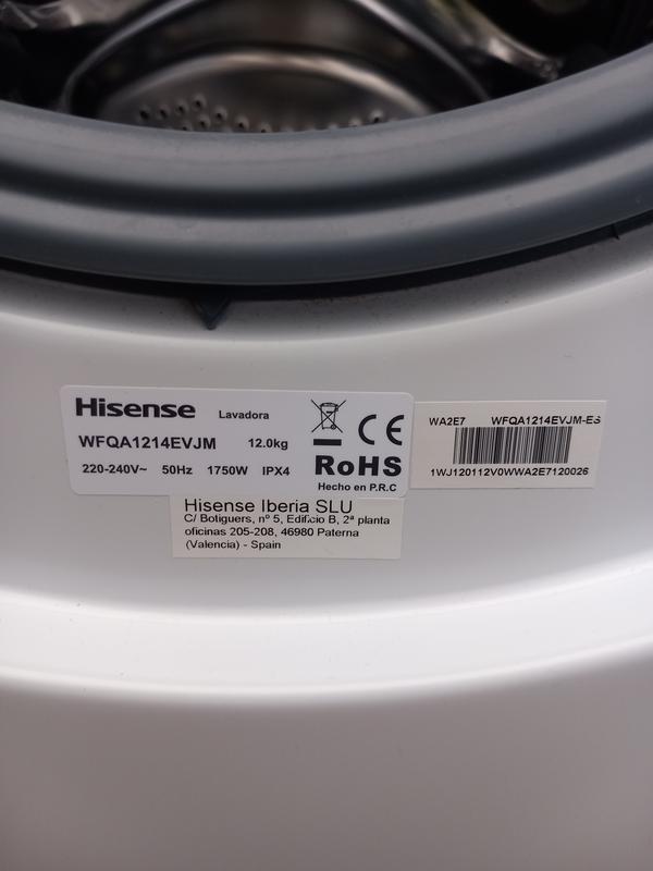 Lave linge hublot Hisense WFQA1214EVJM - 12kg, A, Vapeur, moteur induction  (Vendeur Boulanger) +49,90€ en Rakuten points –