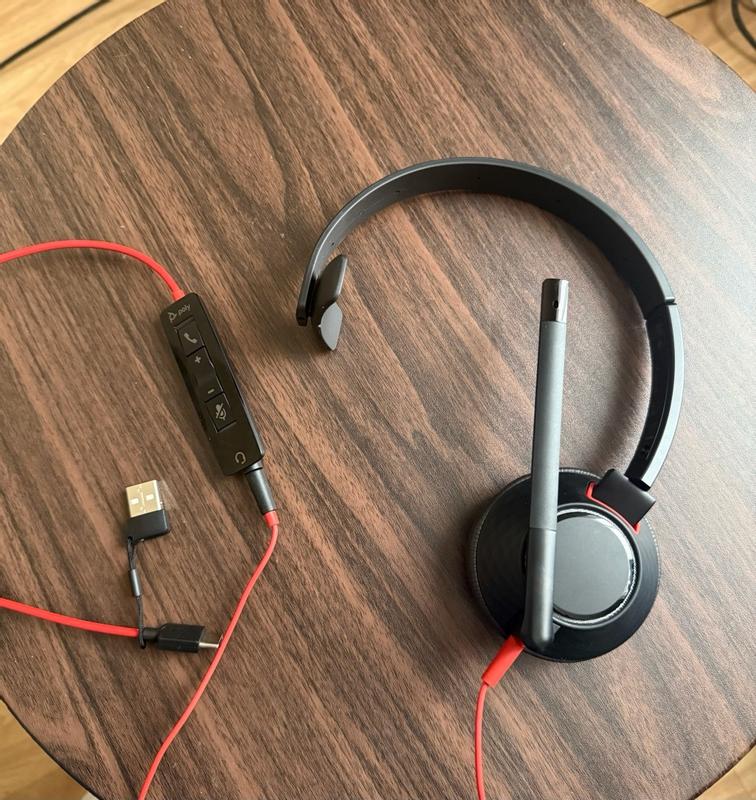 Plantronics Blackwire 5210 Cuffia Monofonica Cablata – Auricolare Con Microfono, Nero/Rosso, Per Ufficio E Smart Working - 3