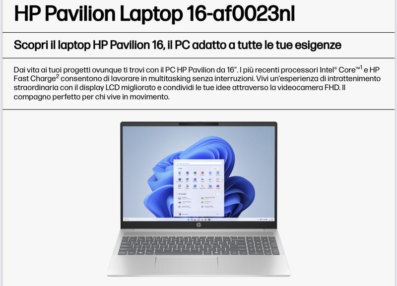 HP Pavilion 16 inch Laptop 16-af0005TU, Silver - 16-inch HP Pavilion 16 inch Laptop 16-af0005TU, Silver - 16-inch