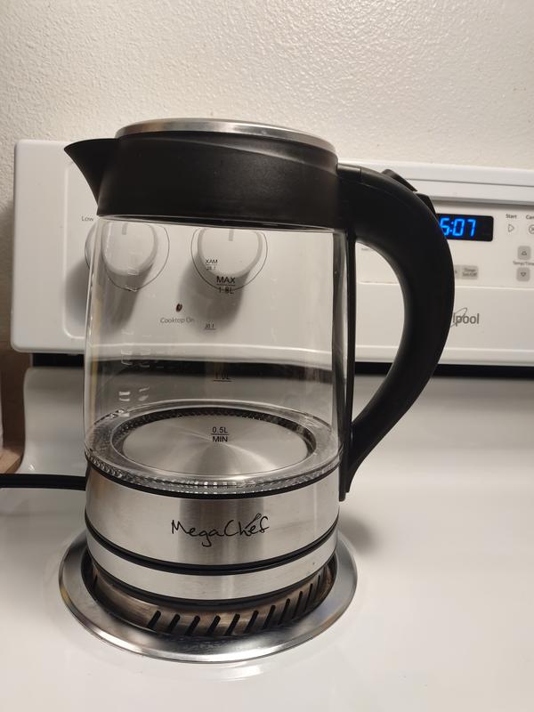 MegaChef Liter Glass and Stainless Steel Electric Tea Kettle