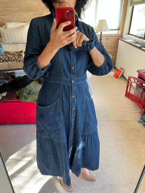 Tower Hill by Christie Brinkley Belted Denim Midi Dress