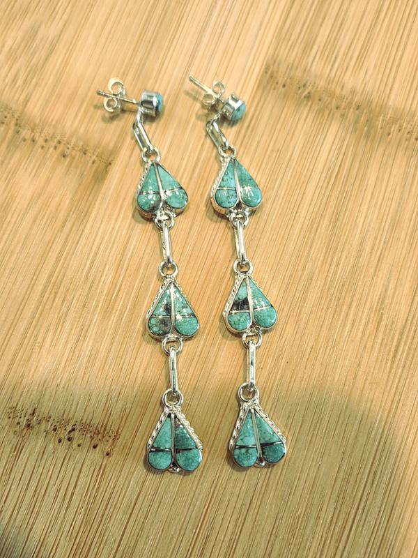 Chaco Canyon Zuni Campitos Turquoise Dangle Heart Earrings | HSN
