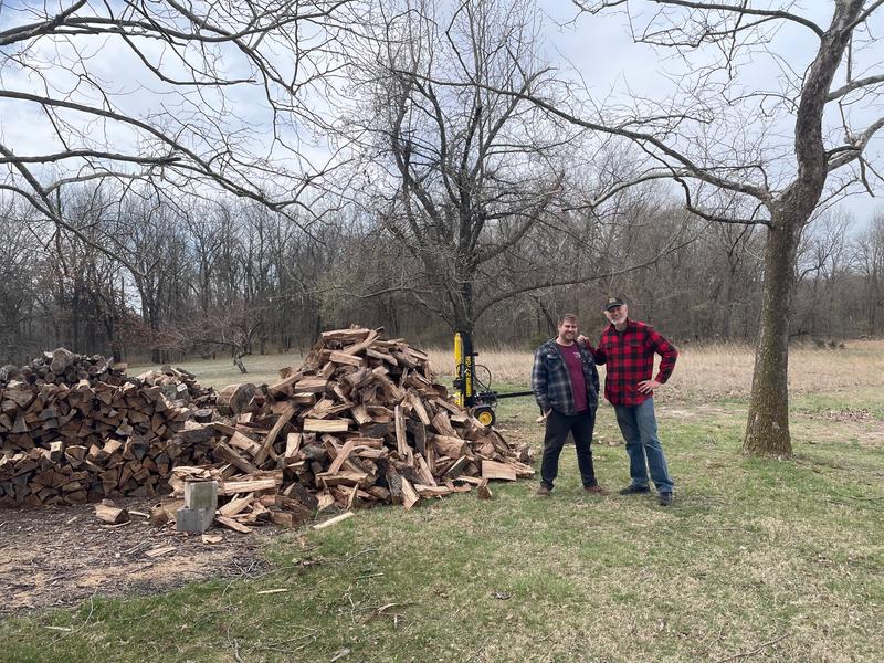 We cut this wood with my old 23 year old Husqvarna. Now I am passing it on and looking forward to using my new 440! I'm the old guy on the right.