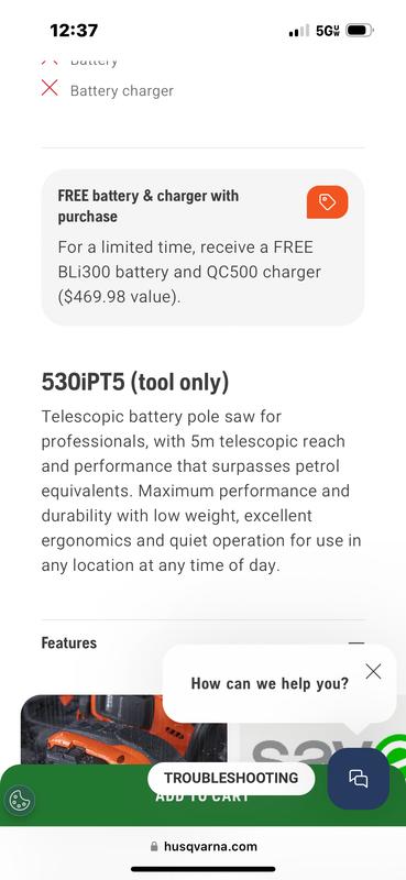 Says battery and charger with purchase. Couldn’t change it!!! So frustrating, can’t call anyone just spend another hour chatting with whoever.