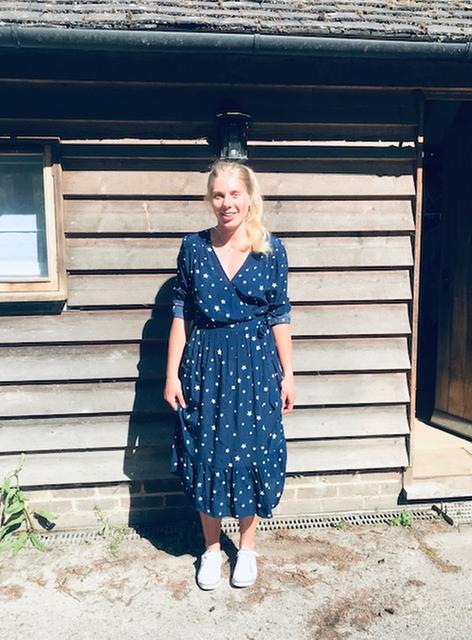 long sleeve wrap tea dress