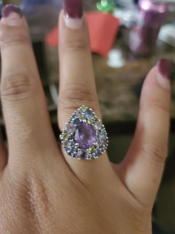 Amethyst and tanzanite on sale ring