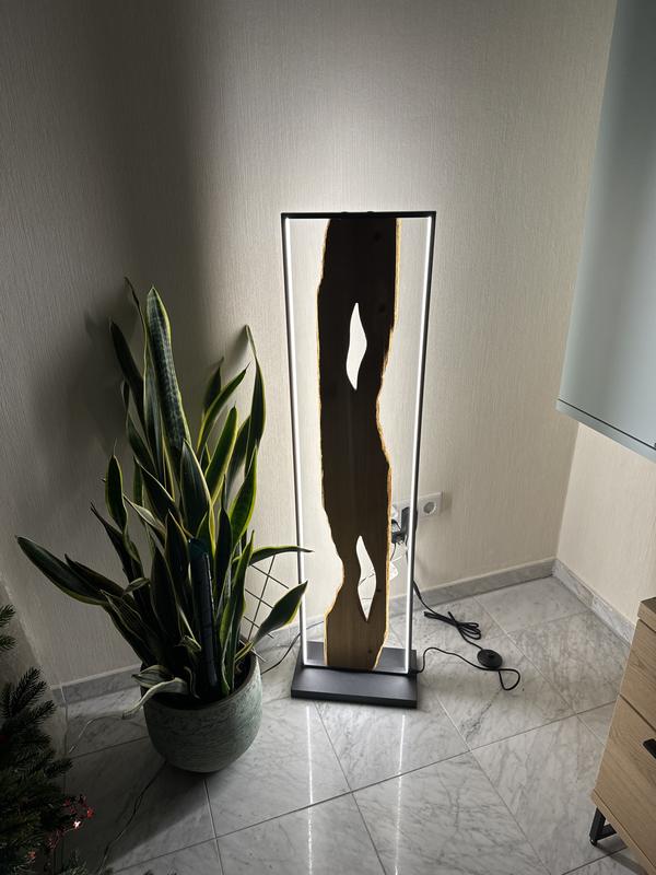 Brilliant LED-Standleuchte Chaumont 120 cm Schwarz und Holz kaufen bei OBI