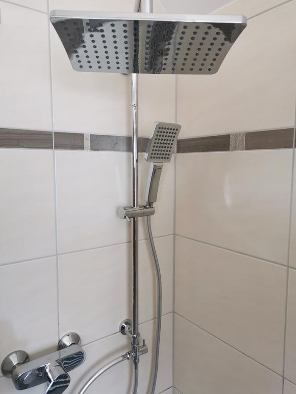 Schütte Duschsystem Mallorca mit Kopfbrause ohne kaufen Chrom Handbrause und OBI bei Armatur