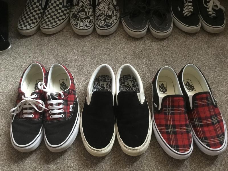 vans classic slip on trainers repeat black marshmallow true white