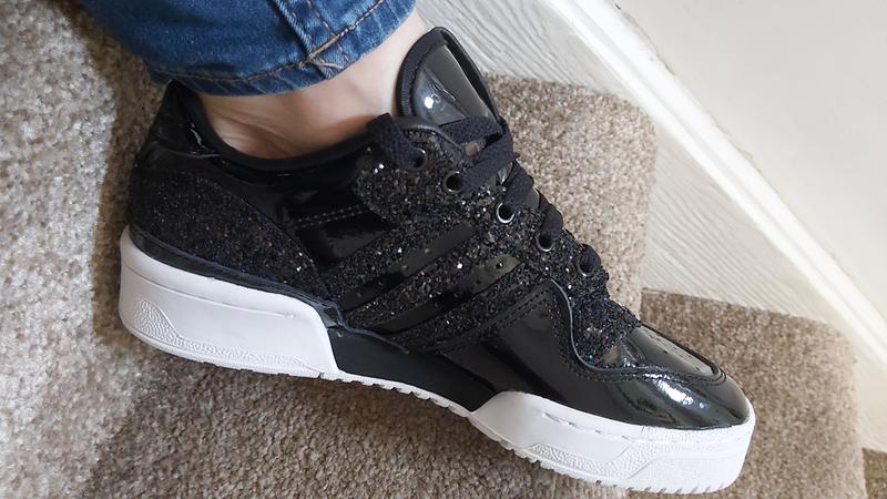 adidas black glitter trainers