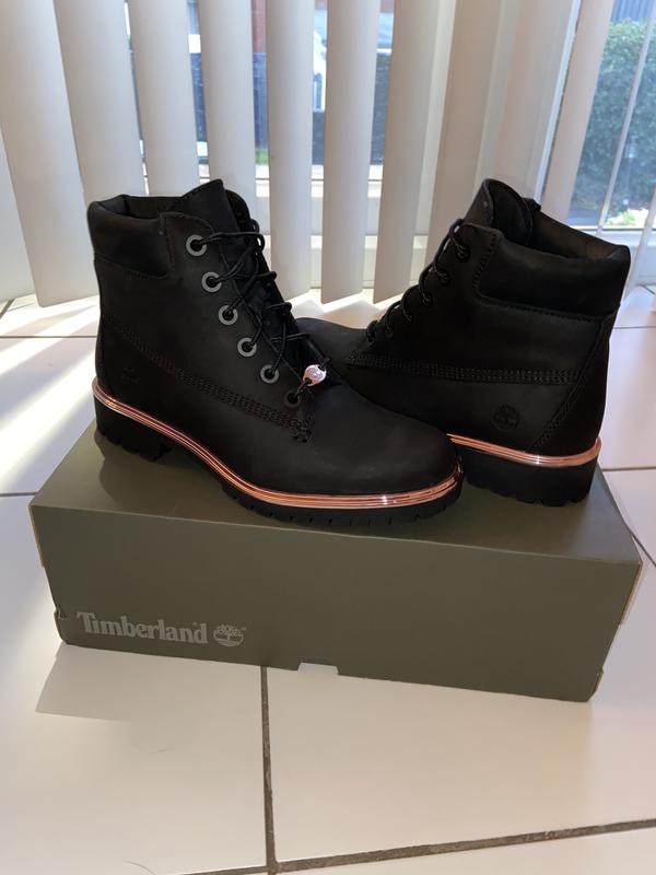 black timberlands with rose gold