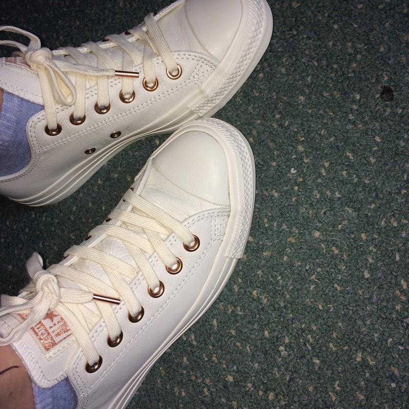 converse leather egret rose gold