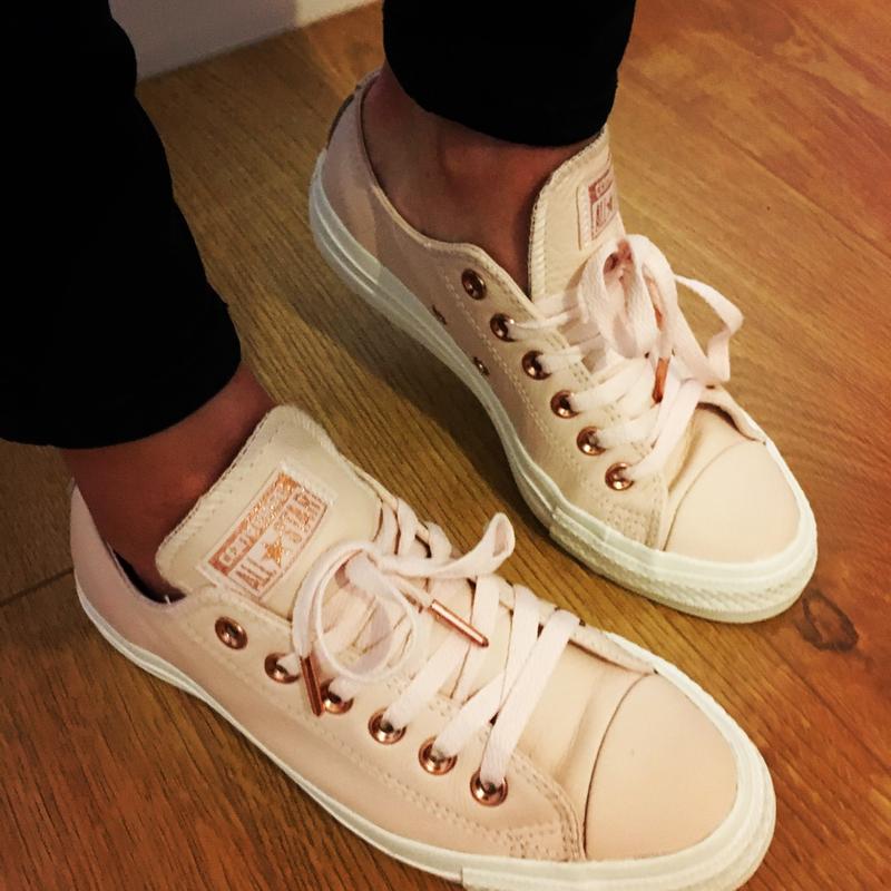 converse all star low leather pastel rose tan rose gold