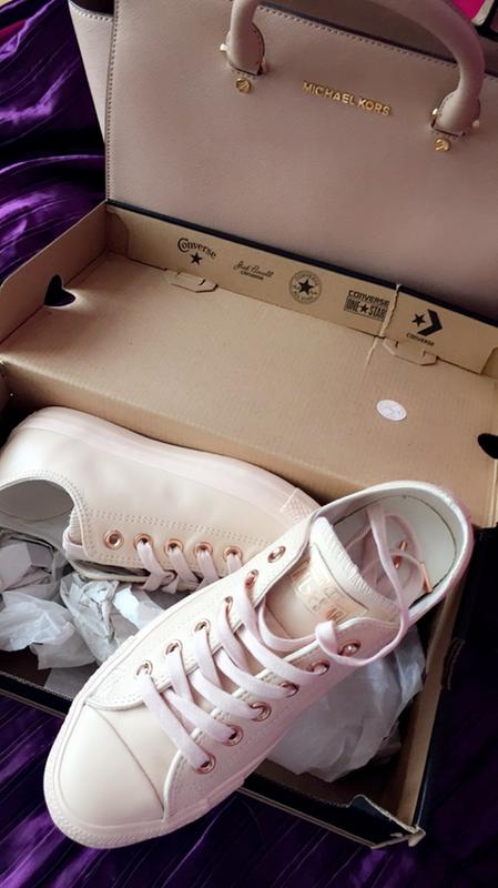 rose gold converse leather