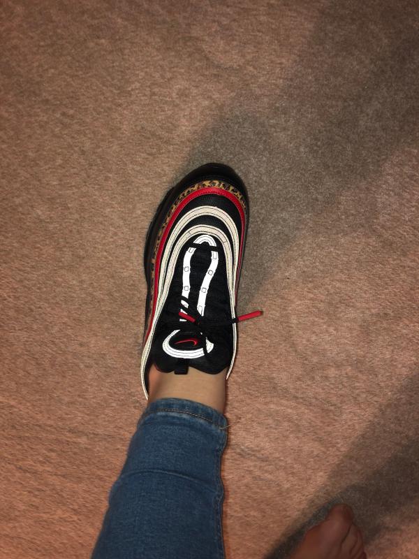 nike black and leopard print air max 97 trainers