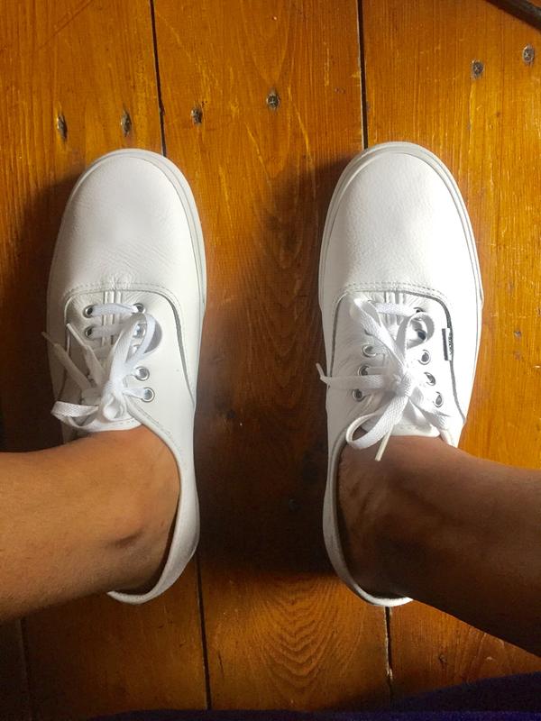 vans authentic leather white mono