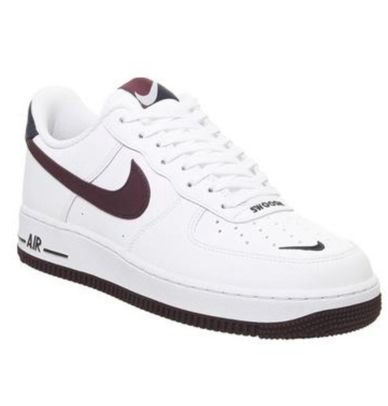 burgundy and white air force 1