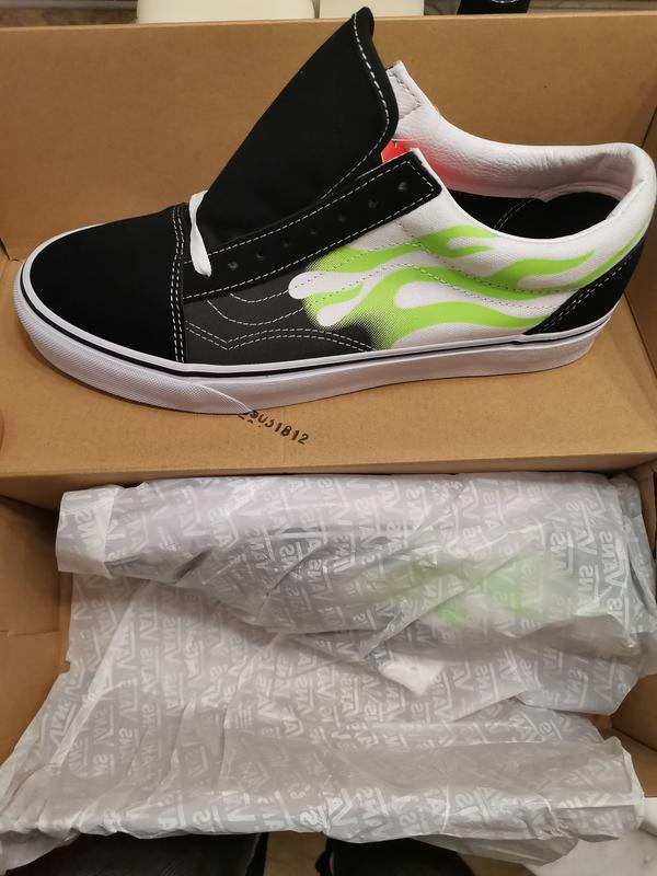 lime green flame vans