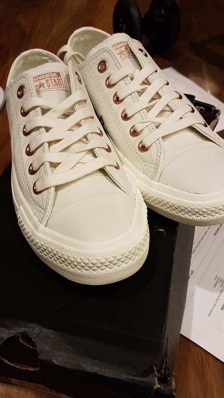 cream leather converse rose gold